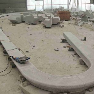 邢台 芝麻白花岗岩弧形花坛石，坐凳石