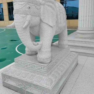 邢台 白麻花岗岩动物异形石雕-大象