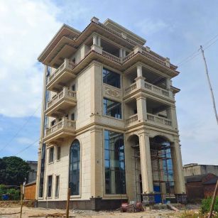 邢台 黄金麻花岗岩石材别墅外墙干挂搭配（雕花栏杆花瓶柱门楼罗马柱）