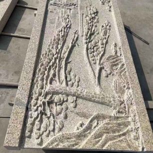 邢台 黄金麻雕刻板浮雕迎客松