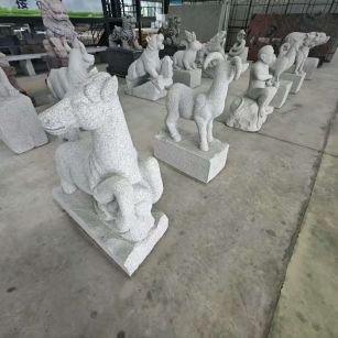 邢台 芝麻白花岗岩造型立体雕刻——十二生肖