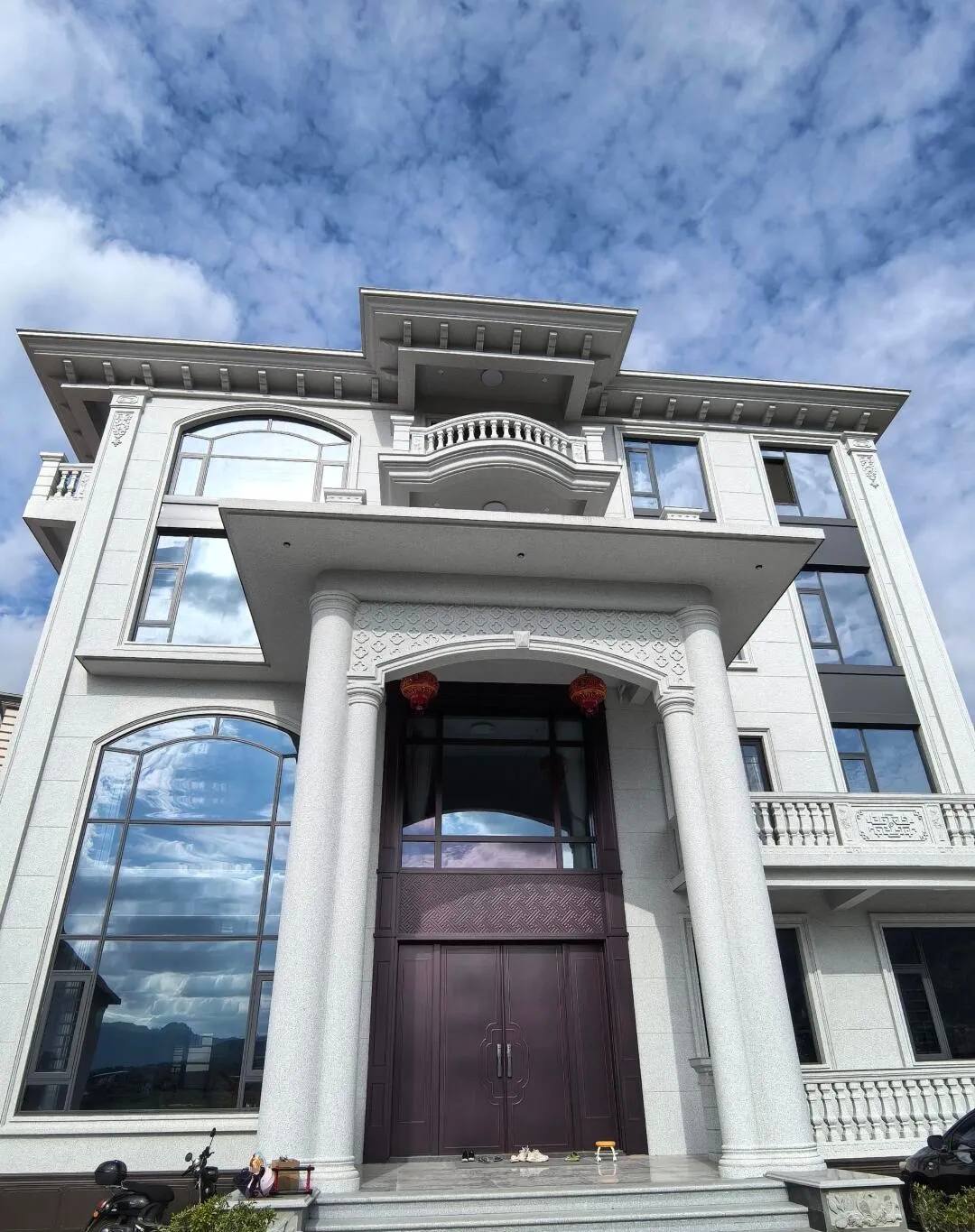 邢台白麻别墅外墙干挂石材效果示例